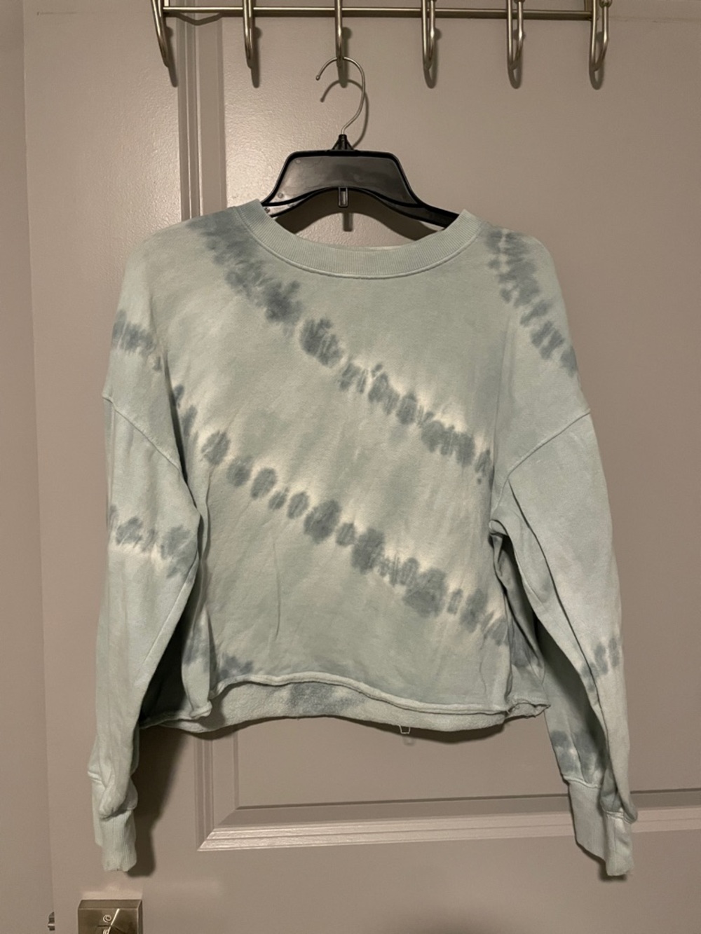 Tie-Dye Long Sleeve Pullover Sweatshirt - Light Aqua